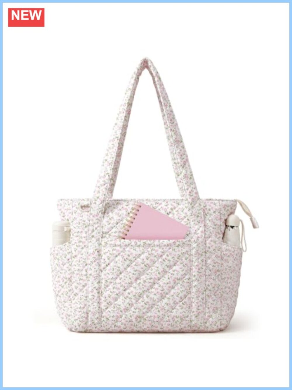Quilted Cotton Tote Bag for Women with Zipper Shoulder Bag